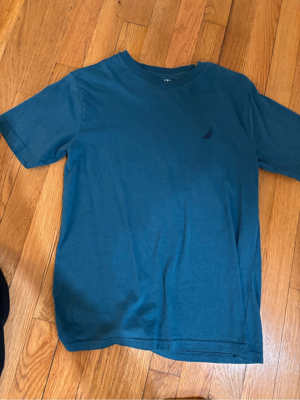 Boyโs Nautica Teal Short-Sleeve V-Neck Shirt